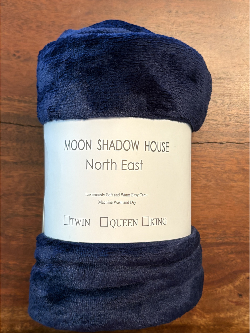 Moon Shadow House Small plush blanket navy. 70cm x 100cm